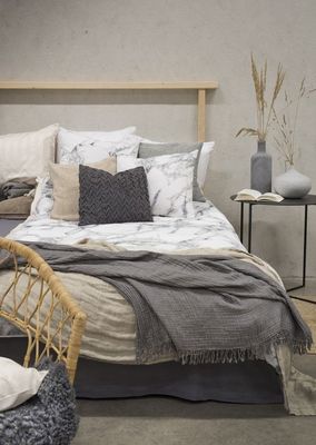 Marmor Vit Bäddset Enkeltäcke 150x210 Borganäs of Sweden