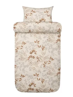 Nadja Elfenben Satin Blommigt Bäddset Enkeltäcke 150x210 Höie