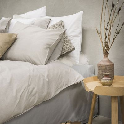 Enfärgat Beige Washed Bäddset Enkeltäcke 150x210 Borganäs of Sweden