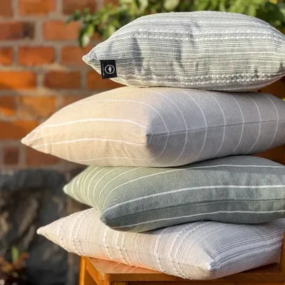 Ebba Grön/Vit Randigt 45x45 Kuddfodral Recycled by Wille