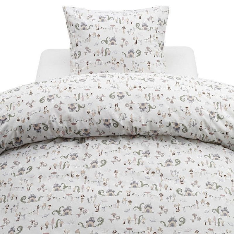 Fingal Svampar Pastell Bäddset Enkeltäcke 150x210 Borganäs of Sweden