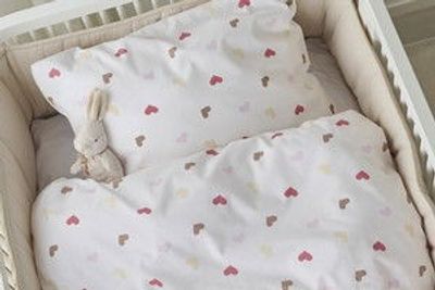 Hjärtrud Beige Barn Bäddset Spjälsäng 100x130 Borganäs of Sweden