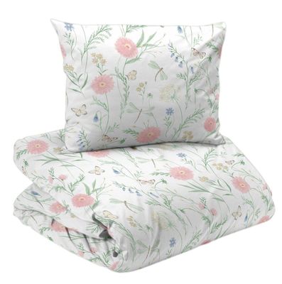 Amelia Rosa Blommor Bäddset Enkeltäcke 150x210 Redlunds
