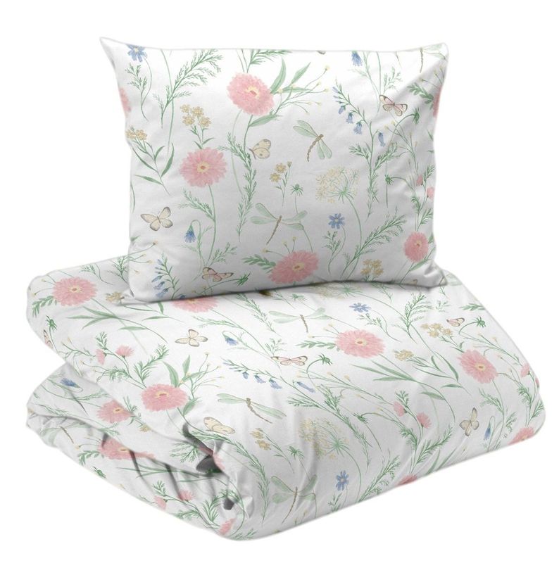 Amelia Rosa Blommor Bäddset Enkeltäcke 150x210 Redlunds