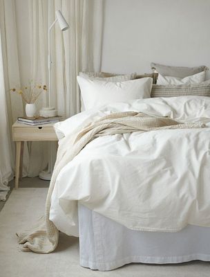 Enfärgat Vit Humble Bäddset Enkeltäcke 150x210 Borganäs of Sweden