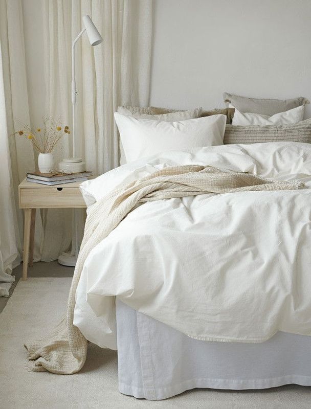 Enfärgat Vit Humble Bäddset Enkeltäcke 150x210 Borganäs of Sweden