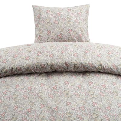 Floret Sand Blommigt Bäddset Enkeltäcke 150x210 Borganäs of Sweden