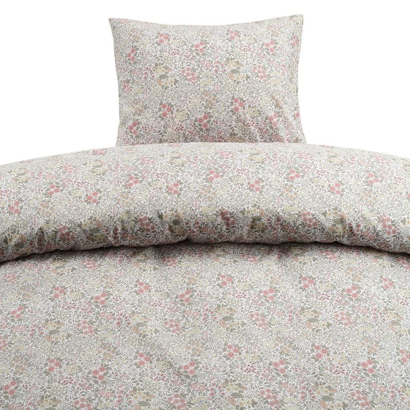 Floret Sand Blommigt Bäddset Enkeltäcke 150x210 Borganäs of Sweden