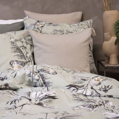 Eternity Grön Blommigt Bäddset Enkeltäcke 150x210 Borganäs of Sweden