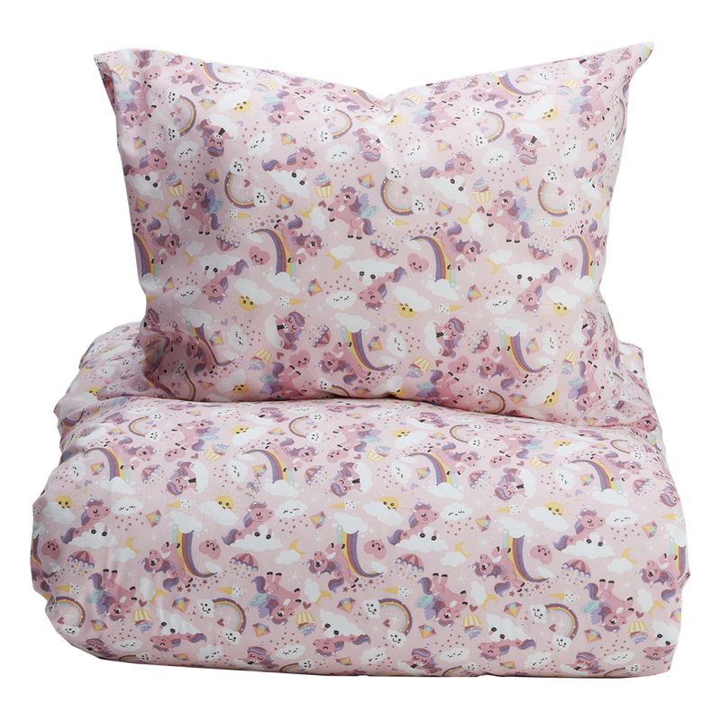 Unicorn Rosa Bäddset Enkeltäcke 150x210 Noble House