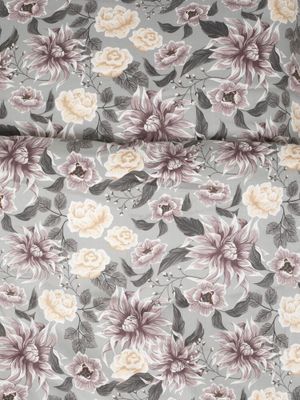 Bollungen Satin Grå Blommor Bäddset Dubbeltäcke 230x220 Kosta Linnewäfveri