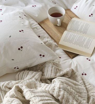 Körsbär Sand Frukt Bäddset Enkeltäcke 150x210 Borganäs of Sweden