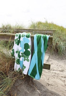 Badlakan Happy Stripe Grön Beachfrotté 80x160 Redlunds