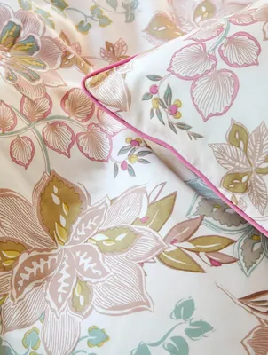 Cassandra Rosa Blommor Satin Bäddset Enkeltäcke 150x210 Höie