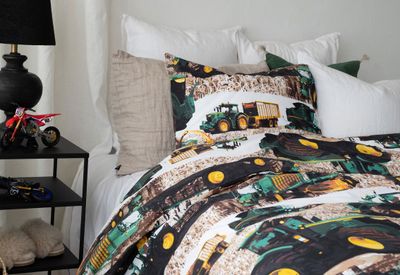 Skördetröska Grön Barn Bäddset Enkeltäcke 150x210 Borganäs of Sweden