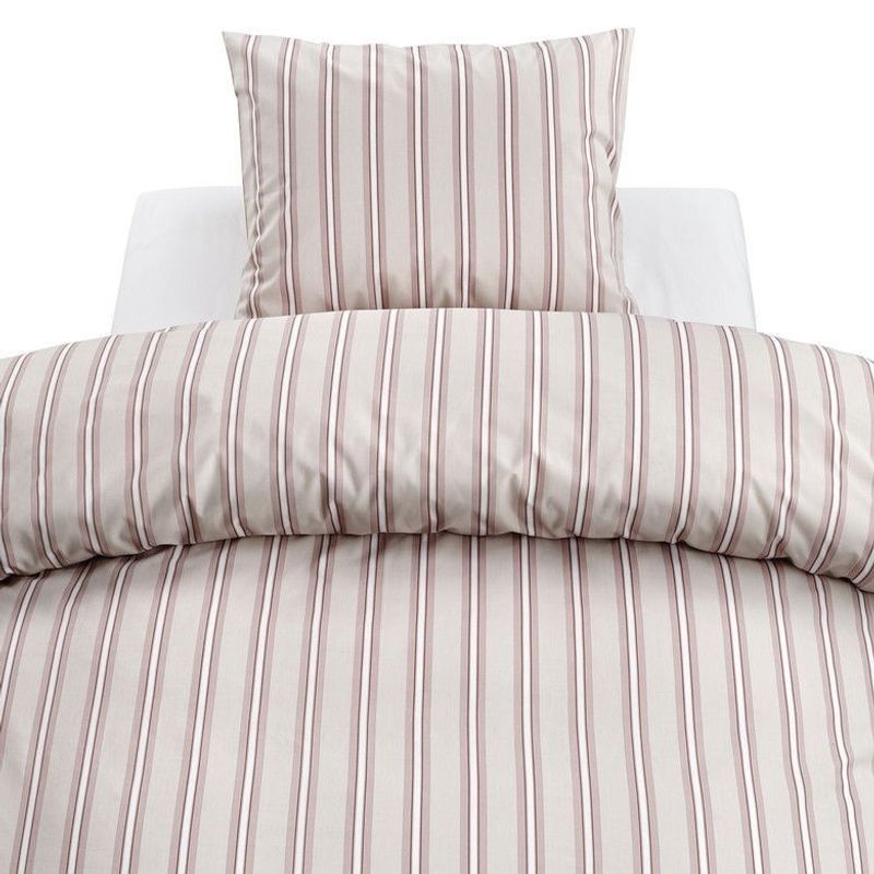 Sunnan Rosa Randigt Bäddset Enkeltäcke 150x210 Borganäs of Sweden