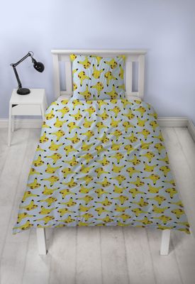 Pokemon Blå/Gul Barn Bäddset Enkeltäcke 150x210