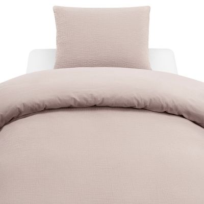 Enfärgat Rosa Bäddset Enkeltäcke 150x210 Borganäs of Sweden