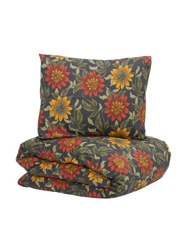 Gullholmen Blommigt Satin Bäddset Enkeltäcke 150x210 Lord Nelson