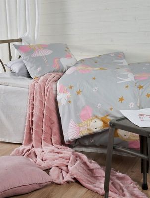 Nellie Prinsessa Grå Barn Bäddset Enkeltäcke 150x210 Redlunds