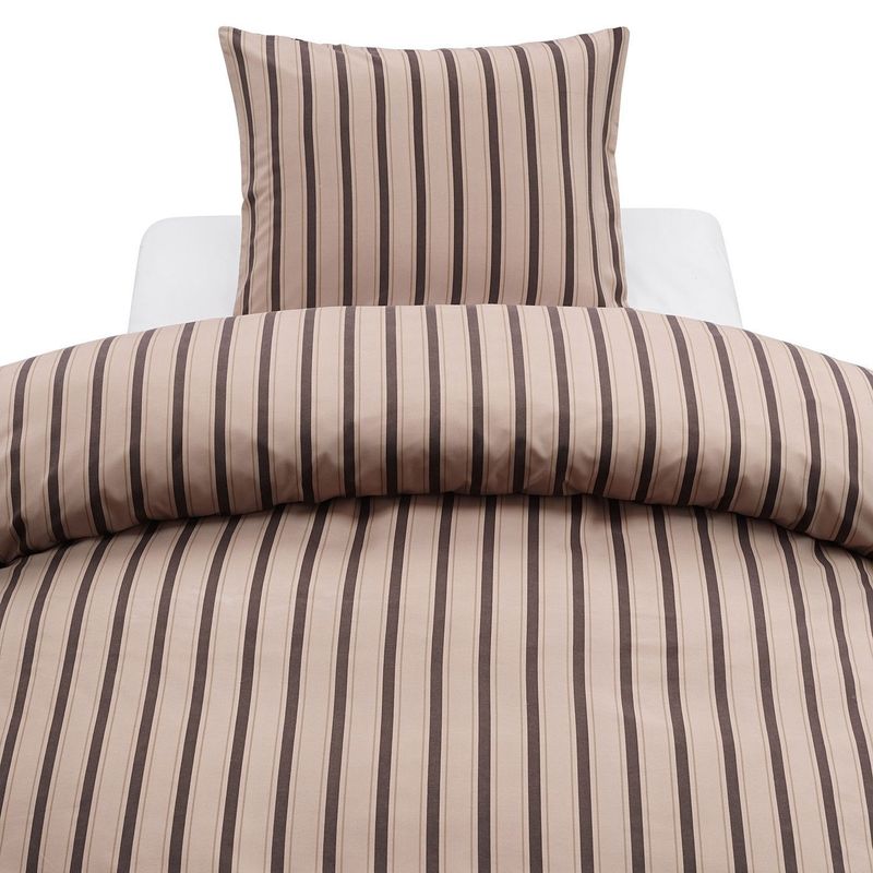 Miranda Brun Randigt Microfiber Bäddset Enkeltäcke 150x210 Harmony