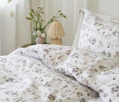 Fingal Svampar Pastell Bäddset Enkeltäcke 150x210 Borganäs of Sweden