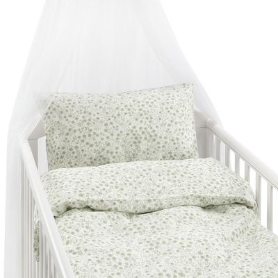 Hedda Grön Småblommigt Bäddset Spjälsäng 100x130 Borganäs of Sweden