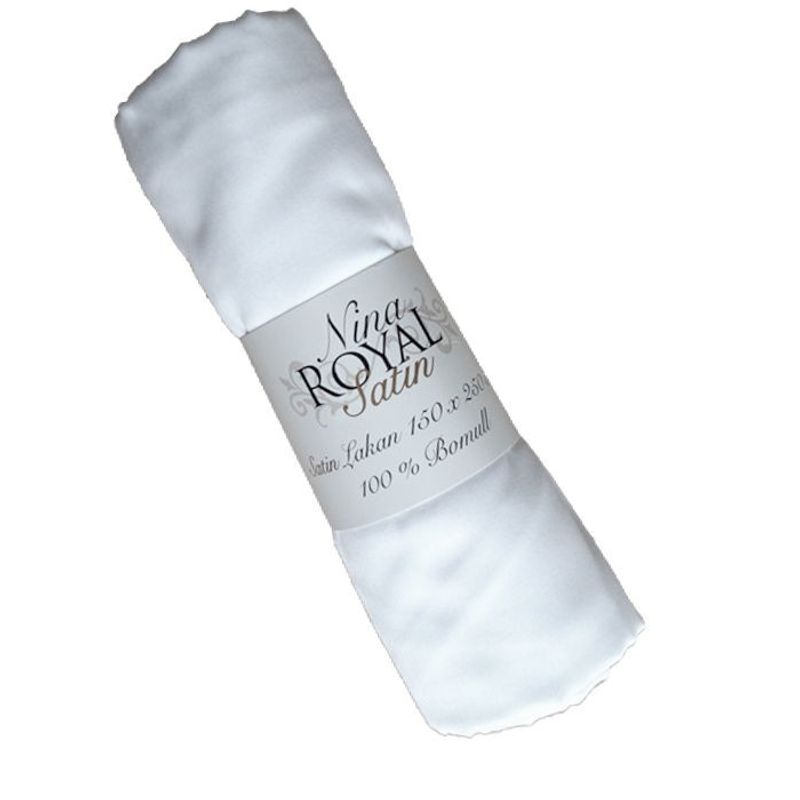 Lakan Satin BCI Vit Enkelsäng 150x250 Nina Royal