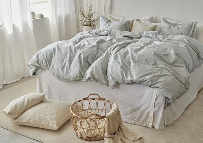 Birger Grön Flanell Rutigt Bäddset Enkeltäcke 150x210 Borganäs of Sweden