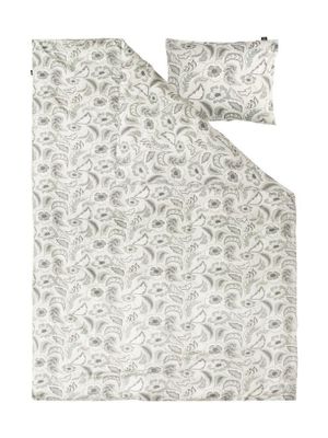 Gillanda Satin Beige/Grå Blommor Bäddset Enkeltäcke 150x210 Kosta Linnewäfveri