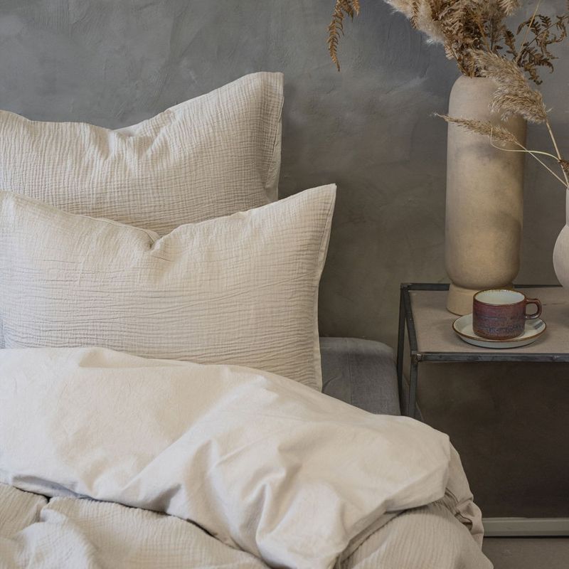 Enfärgat Beige Rolling Bäddset Dubbeltäcke 220x210 Borganäs of Sweden