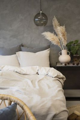 Enfärgat Beige Rolling Bäddset Enkeltäcke 150x210 Borganäs of Sweden