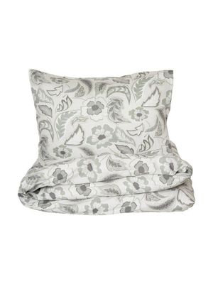 Gillanda Satin Beige/Grå Blommor Bäddset Enkeltäcke 150x210 Kosta Linnewäfveri