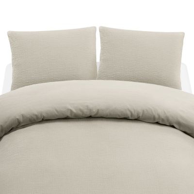 Enfärgat Beige Rolling Bäddset Dubbeltäcke 220x210 Borganäs of Sweden