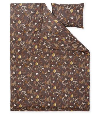 Bandene Brun Satin Bäddset Enkeltäcke 150x210 Kosta Linnewäfveri