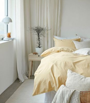 Enfärgat Gul Humble Bäddset Enkeltäcke 150x210 Borganäs of Sweden