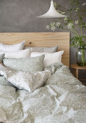 Garden Grön Blad Bäddset Enkeltäcke 150x210 Borganäs of Sweden