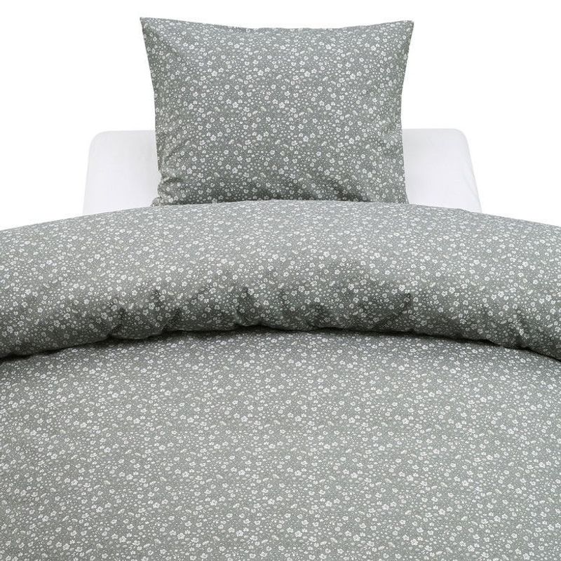 Rita Flower Grön Blommigt Bäddset Enkeltäcke 150x210 Borganäs of Sweden