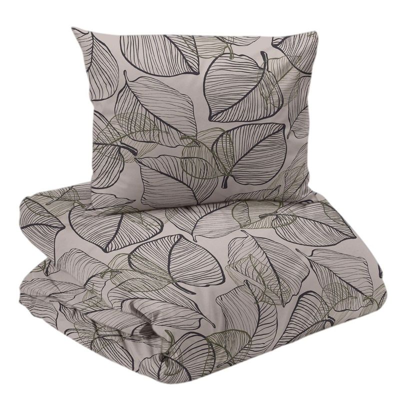 Hugo Beige/Grön Bäddset Enkeltäcke 150x210 Redlunds