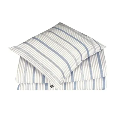 Albin Beige/Gråblå Randigt Bäddset Enkeltäcke 150x210 Classic Textile