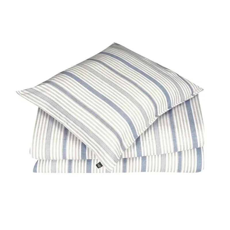 Albin Beige/Gråblå Randigt Bäddset Enkeltäcke 150x210 Classic Textile