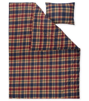 Mellbyn Flanell Rutigt Marin Bäddset Enkeltäcke 150x210 Lord Nelson