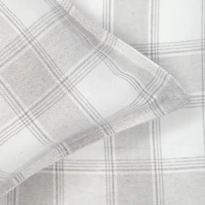 Abisko Flanell Rutigt Ljusgrå Bäddset Enkeltäcke 150x210 Classic Textile