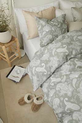 Tilly Grön Paisley Bäddset Enkeltäcke 150x210 Borganäs of Sweden