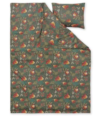 Bratteby Grön Satin Bäddset Enkeltäcke 150x210 Kosta Linnewäfveri