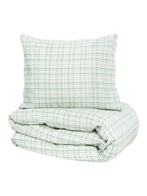 Dalskog Seersucker Grön Rutigt Bäckebölja Bäddset Enkeltäcke 150x210 Kosta Linnewäfveri