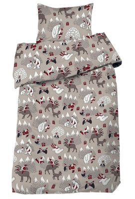 Vintertid Tomtar Jul Beige Barn Spjälsäng Bäddset 100x130 Redlunds