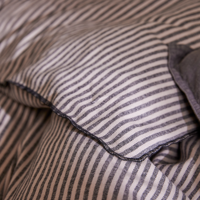 Randigt Flanell Svart Påslakan 150x210 Gripsholm