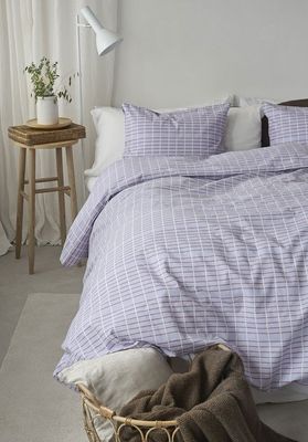 Rumba Blå Randigt Bäddset Enkeltäcke 150x210 Borganäs of Sweden