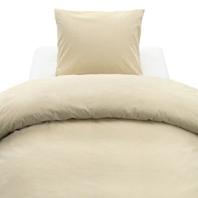 Thelma Gul Randigt Bäddset Enkeltäcke 150x210 Borganäs of Sweden